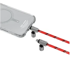 Universalus telefono dirželio laidas 2in1 Skinarma Dyno Ve USB-C/USB-C, raudonas