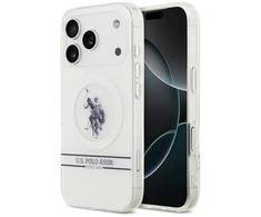 Us Polo Assn US Polo DH and Bottom Stripe Logo MagSafe dėklas skirtas Apple iPhone 17 Pro baltos spalvos