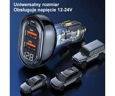 USAMS automobilinis įkroviklis 2xUSB+1xUSB-C 80W Fast Charge mėlynas CC159CC02 (US-CC159)