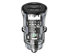 USAMS automobilinis įkroviklis C31 3A 2xUSB-A Fast Charge juodos spalvos CC162CC01(US-CC162)
