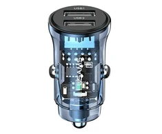 USAMS automobilinis įkroviklis C31 3A 2xUSB-A Fast Charge mėlynos spalvos CC162CC02 (US-CC162)