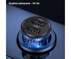 USAMS automobilinis įkroviklis C31 3A 2xUSB-A Fast Charge mėlynas CC162CC02 (US-CC162)