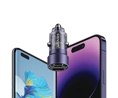 Automobilinis įkroviklis 60W Fast Charge USAMS C39 USB+USB-C juodos spalvos CC208CC01 (US-CC208)