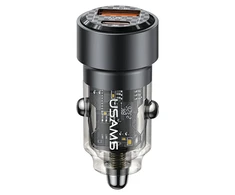 Automobilinis įkroviklis 60W Fast Charge USAMS C39 USB+USB-C juodos spalvos CC208CC01 (US-CC208)