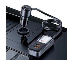 USAMS automobilinis įkroviklis C40 3xUSB+2xUSB-C 165W PD+QC Fast Charge juodos spalvos CC213CC01 (US-CC213)