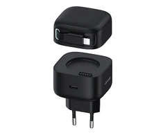 USAMS Laidinis įkroviklis 1xUSB-C su suvyniojamu kabeliu Lighning Retractable PD+QC 35W Gan Fast Charging juodos spalvos XMF Series CC209TC01 (US-CC209)