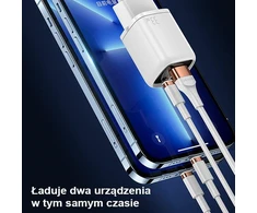 USAMS Tinklo įkroviklis 1xUSB-C+1xUSB T46 33W (only head) PD3.0 +QC3.0 Fast Charging baltos spalvos CC152TC02 (US-CC152)