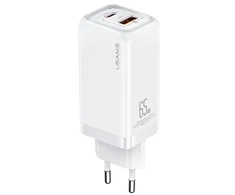USAMS Tinklo įkroviklis 1xUSB-C+1xUSB T47 65W PD Fast Charging Super Si baltos spalvos CC153TC02 (US-CC153)