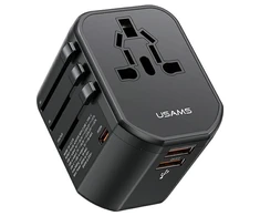 USAMS laidinis įkroviklis 2xUSB+1xUSB-C T59 20W 4in1 US/AU/EU/UK juodos spalvos CC179TC01 (US-CC179) Universal Travel Charger
