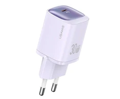 USAMS Laidinis įkroviklis CC251 30W GaN USB-C Fast Charging HC Series violetinės spalvos CC251TC03