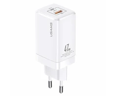 USAMS Tinklo įkroviklis T41 USB-C+USB GaN 47W PD+QC (only head) Fast Charging baltos spalvos CC137TC02 (US-CC137)
