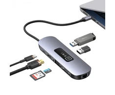 USAMS šakotuvas HUB 10in1 3xUSB 3.0/TF/SD/ USB-C/HDMI/RJ45/VGA PD100W pilkos spalvos SJ644HUB01 (US-SJ644)