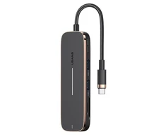 USAMS Adapteris šakotuvas 2xUSB + USB-C + HDMI + Micro SD+SD juodos spalvos SJ575hub01 (US-SJ575)