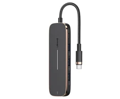 USAMS Adapteris šakotuvas 3xUSB + USB-C + HDMI juodos spalvos SJ578 šakotuvas 01 (US-SJ578)