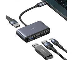 USAMS šakotuvas HUB 4in1 2xUSB 2.0/USB 3.0/ USB-C pilkos spalvos SJ627HUB01 (US-SJ627)