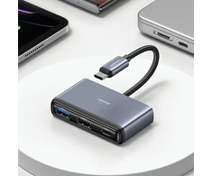 USAMS šakotuvas HUB 4in1 2xUSB 2.0/USB 3.0/ USB-C pilkos spalvos SJ627HUB01 (US-SJ627)
