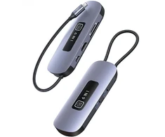 USAMS šakotuvas HUB 6in1 2xUSB 3.0/TF/SD/ USB-C/HDMI PD100W pilkos spalvos SJ642HUB01 (US-SJ642)