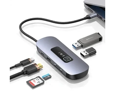 USAMS šakotuvas HUB 6in1 2xUSB 3.0/TF/SD/ USB-C/HDMI PD100W pilkos spalvos SJ642HUB01 (US-SJ642)