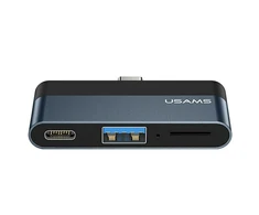 USAMS Adapteris šakotuvas USB 3.0/USB-C/Micro SD pilkos spalvos SJ491šakotuvas01 (US-SJ491)