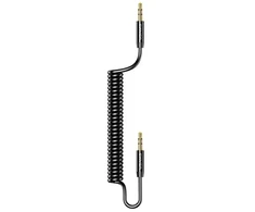 USAMS Adapteris Spring audio jack 3,5mm -3,5mm 1,2m juoda juodas SJ256YP01 (US-SJ256)