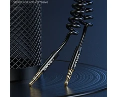 USAMS Adapteris Spring audio jack 3,5mm -3,5mm 1,2m juoda juodas SJ256YP01 (US-SJ256)