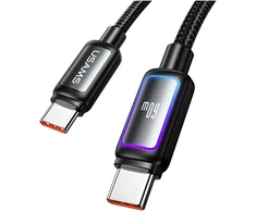 USAMS Al-Alloy SJ815 U110 RGB greito įkrovimo 60W USB-C į Lightning laidas 1.2 m juodas