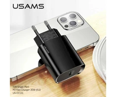 USAMS ĮKROVIKLIS CC131 VIENKARTINIS C TIPO 20W Juodas