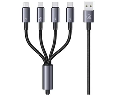 USAMS Kabelis 4in1 2xUSB-C/Lightning/MicroU SB 15W 1,2m aliuminio lydinio duomenų kabelis Sufeng Series SJ739USB101 (US-SJ739)