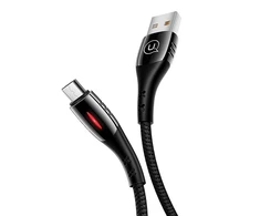 USAMS pintas kabelis U-Tone microUSB1.2m Power-off 2A Fast Charging juodos spalvos SJ346USB01 (US-SJ346)