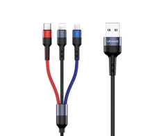 USAMS pintas kabelis U26 3in1 0,35m 2A greitas įkrovimas (lightning/microUSB/USB-C) SJ410USB01 (US-SJ410)