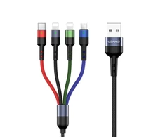 USAMS pintas kabelis U26 4in1 0,35m 2A greitas įkrovimas (2xlightning/microUSB/USB-C) SJ411USB01 (US-SJ411)
