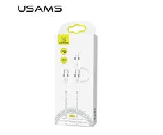 USAMS KABELINIS 2XUSB-C ŽAIBUMS 60W 1,2M GREITAS ĮKROVIMAS Baltas