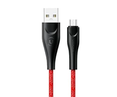 USAMS pintas kabelis U41 microUSB 2m 2A raudonos spalvos SJ396USB02 (US-SJ396) Fast Charge