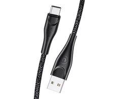 USAMS pintas kabelis U41 USB-C 1m2A juodos spalvos SJ392USB01 (US-SJ392) Fast Charge