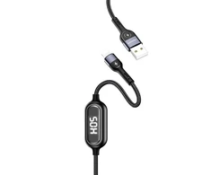 USAMS Kabelis pintas U48 lightning 1,2m2A Fast Charging LED juodos spalvos SJ423USB01 (US-SJ423)