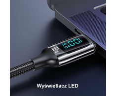 USAMS Cable Braided U78 USB-C į USB-CLED 1,2m 100W Fast Charging juoda/juodas SJ546USB01 (US-SJ546 )