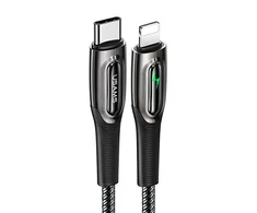 USAMS Kabelis pintas USB-C na Lightning Smart Power-off 20W PD Kabelis 1.2m juodos spalvos SJ518USB01 (US-SJ518)