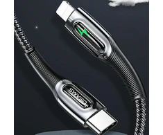 USAMS Kabelis pintas USB-C na Lightning Smart Power-off 20W PD Kabelis 1.2m juodos spalvos SJ518USB01 (US-SJ518)