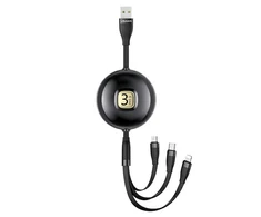 USAMS Kabelis U69 3in1 1m juodos spalvos (lightning/microUSB/USB-C) SJ508USB01 (US-SJ508)