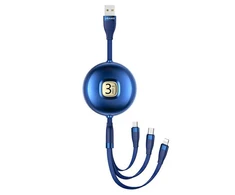 USAMS Kabelis U69 3in1 1m mėlynos spalvos (lightning/microUSB/USB-C) SJ508USB02 (US-SJ508)