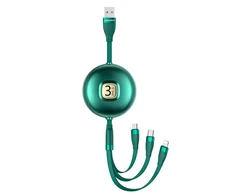 USAMS Kabelis U69 3in1 1m žalios spalvos (lightning/microUSB/USB-C) SJ508USB03 (US-SJ508)