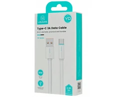 USAMS Kabelis USB-C 3A YU Series 1m USB-C/USB-A baltos spalvos SJ732USB02 (US-SJ732 )