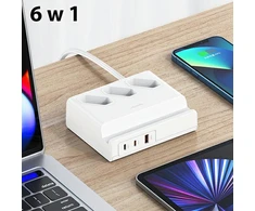 USAMS USB išplėtimo lizdas 65W Super Si Fast Charging baltas CC160TC01 (US-CC160)