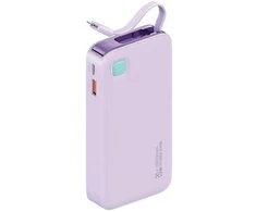 USAMS Powerbank su kabeliu Retractable Lightning 10000 mAh PD 20W Fast Charge XY Series violetinės spalvos 10KCD22503 (US-CD225)