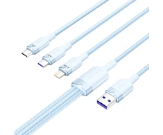 USB 2.0 A iki 3-in-1 6A kabelis Vention CTRLG 1.5M (mėlynas)