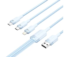 USB 2.0 A iki 3in1 3A laidas Vention CTPLG 1.5M (mėlynas)