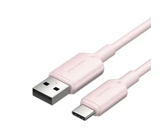 USB 2.0 A į USB-C 3A laidas Vention CTQPF 1M (rožinis)