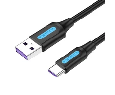Vention USB 2.0 A į USB-C 5A kabelio anga CORBF 1m juodas PVC