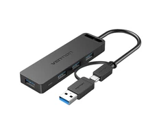 Vention USB 3.0 4 prievadų šakotuvas su USB-C ir USB 3.0 2-in-1 sąsaja ir maitinimo adapterio ventiliacija CHTBB 0.15 m