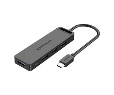 Vention Ventiliacija iš USB-C į USB3.0 x 4 šakotuvą su maitinimo šaltiniu Juodas 0,15 m